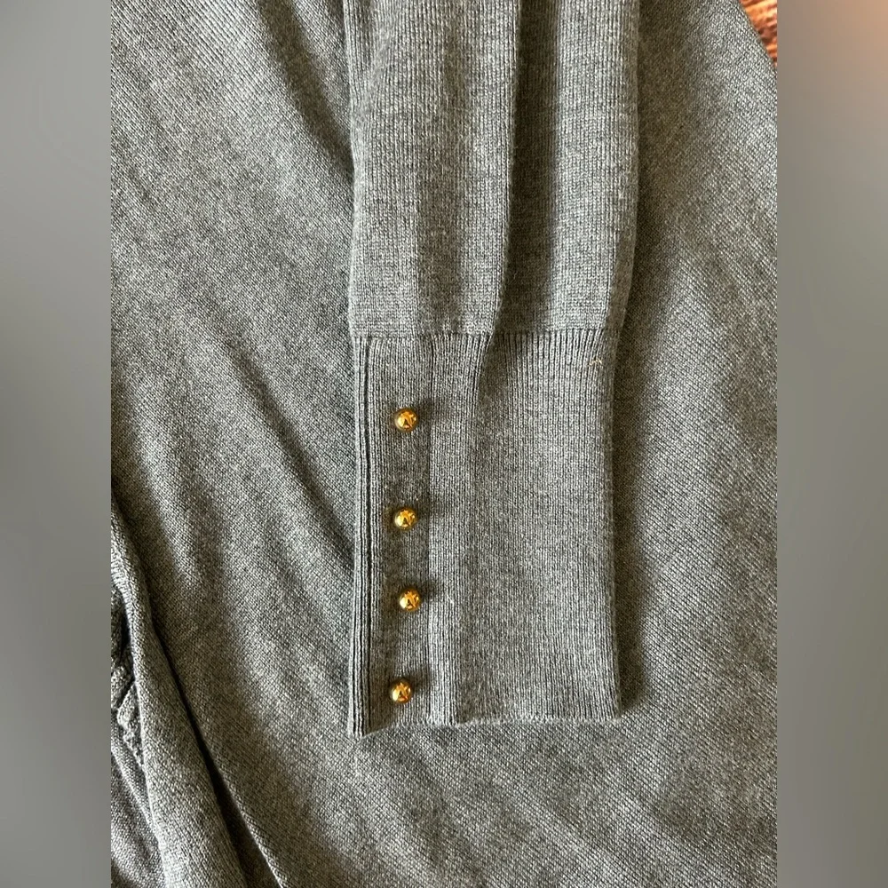 JOSEPH A‎ Women Charcoal Gray Ruffle Long Sleeve Open Front Cardigan Sweater L
